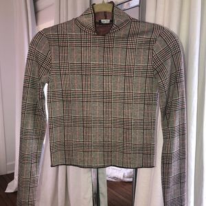 BERSHKA plaid tight fitting top <3